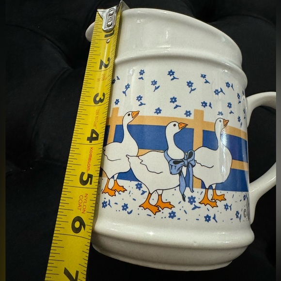 VTG Duck Geese Pitcher Ceramic MCM 80s Kitchen Blue Flower Bow Country Farmhouse - Picture 7 of 9